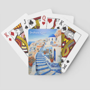 Santorini Eiland Illustratie   Reiskunst Pokerkaarten