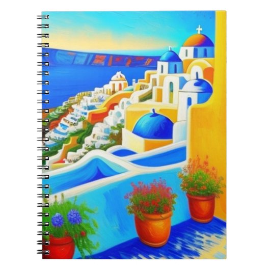 Santorini eiland uitzicht kunst notitieboek (Voorkant)