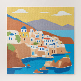 Santorini eiland uitzicht schilderij legpuzzel