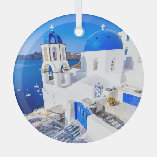 Santorini Glas Ornament (Voorkant)