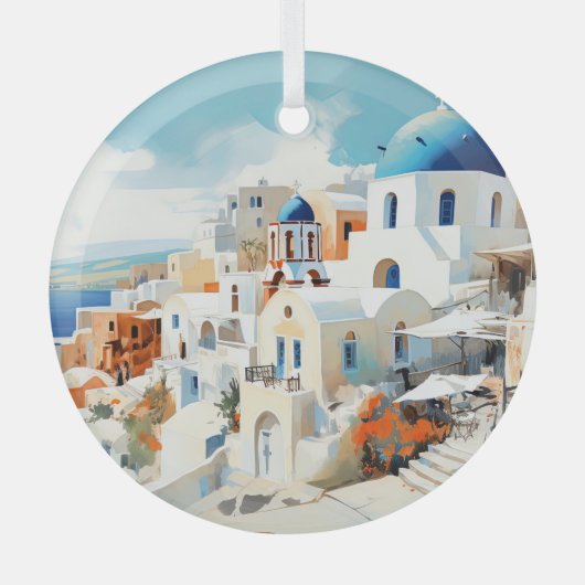 Santorini Glas Ornament (Voorkant)