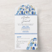 Santorini Grèce Mariage grec Invitation et RSVP (À l'intérieur)