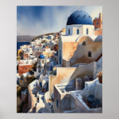 Santorini Grèce Paysage Voyage Art Imprimer Poster (Devant)