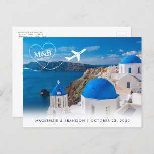 Santorini Greece Destination Wedding Save the Date Aankondigingskaart