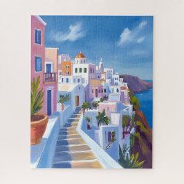 Santorini Greece Painting Watercolor Travel Legpuzzel