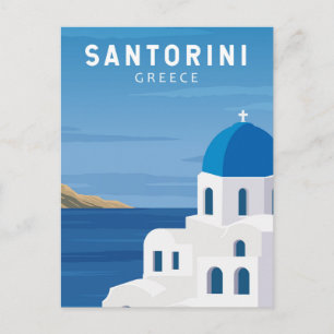 Santorini Greece Retro  Briefkaart