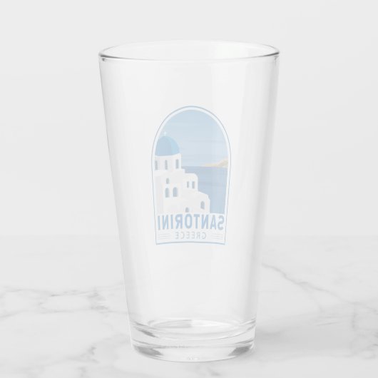 Santorini Greece Retro  Glas (Achterkant)