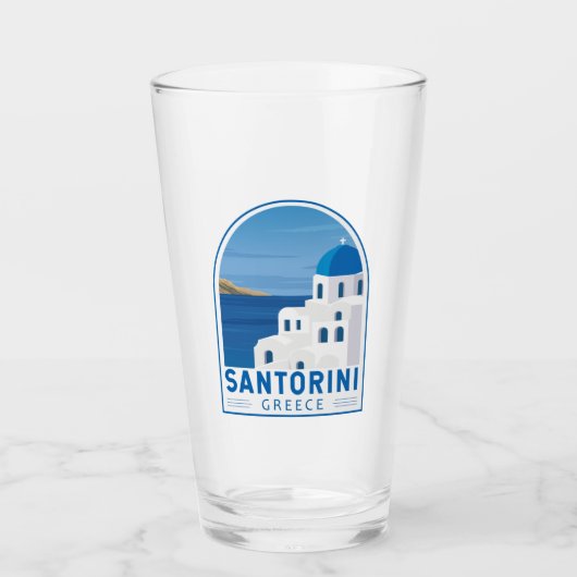Santorini Greece Retro  Glas (Voorkant)