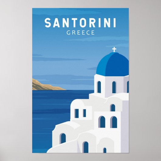 Santorini Greece Retro Poster (Voorkant)