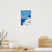 Santorini Greece Retro Poster (Keuken)