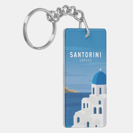 Santorini Greece Retro  Sleutelhanger (Voorkant Links)