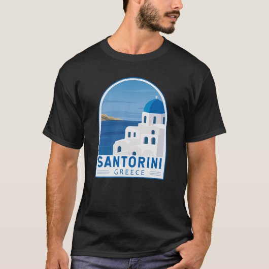 Santorini Greece Retro T-shirt (Voorkant)