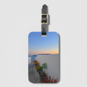 Santorini Greece Street Planten Sunset Bagagelabel
