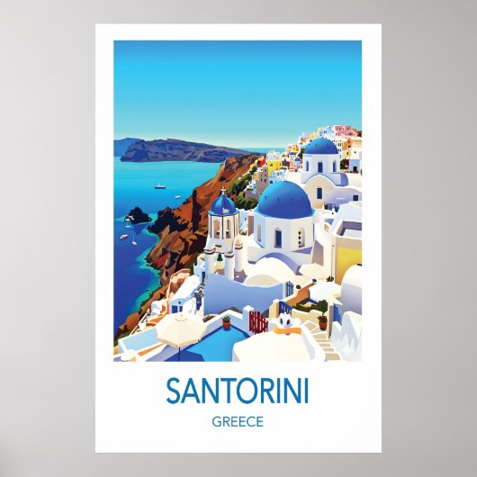 Santorini Greece Travel Poster (Devant)