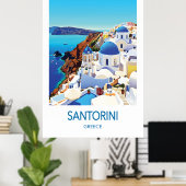 Santorini Greece Travel Poster (Bureau à domicile)