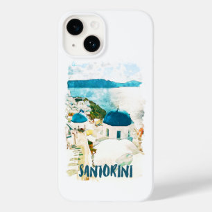 Santorini Greece Travel Waterverf Case-Mate iPhone 14 Hoesje