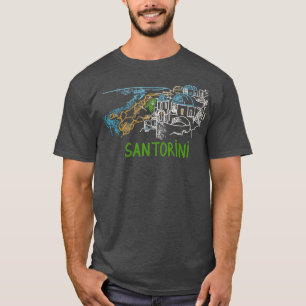 Santorini Greece Unique Hand Drawn Art Gift Mannen T-shirt