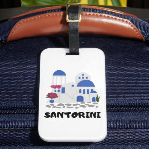 Santorini Greece Vintage Travel Bagagelabel
