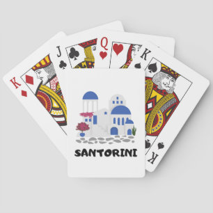 Santorini Greece Vintage Travel Pokerkaarten