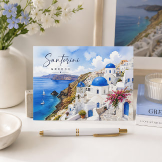 Santorini Greece Watercolor Briefkaart