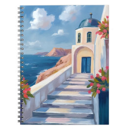 Santorini Greece Watercolor Travel Art Notitieboek
