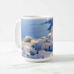 Santorini Greece Waterverf Painting Koffiemok
