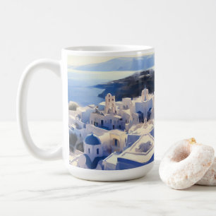 Santorini Greece Waterverf Painting Koffiemok