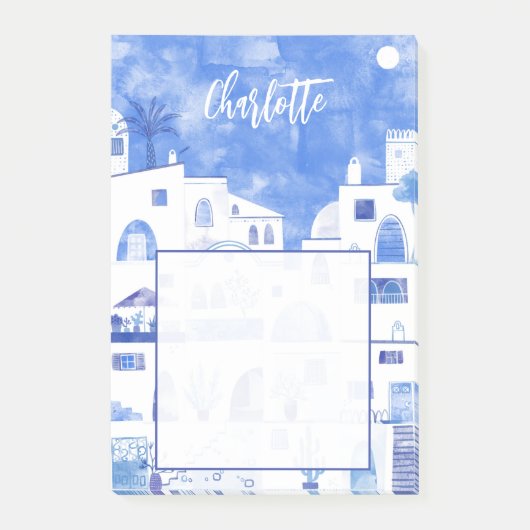 Santorini Greece Waterverf Personalized Post-it® Notes (Voorkant)