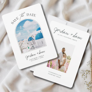 Santorini Greece Wedding Save the Date Kaart