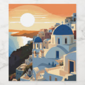 SANTORINI GRIEKENLAND #1 WIJN ETIKET (Enkel label)