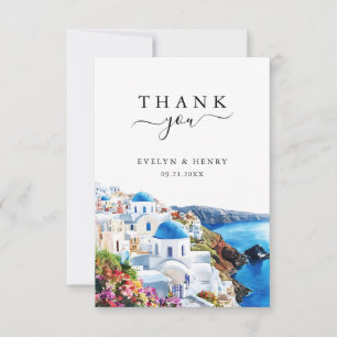 Santorini Griekenland Aquarel Destination Trouwfee Bedankkaart