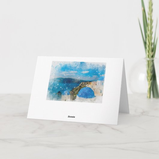 Santorini Griekenland aquarel scene liefde en beda Bedankkaart (Achterkant)