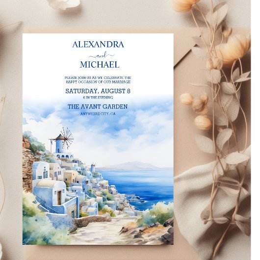Santorini Griekenland Architectuur Waterverf Bruil Kaart