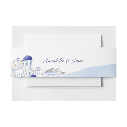 Santorini Griekenland Architectuur Waterverf Bruil Uitnodigingen Wikkel (Voorkant Voorbeeld)