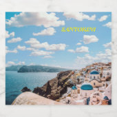 Santorini, Griekenland Beach House Sparkling Wijnetiket (Enkel label)