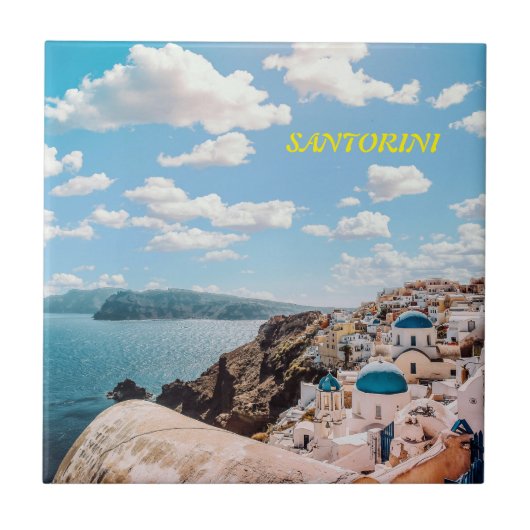 Santorini, Griekenland Beach House Tegeltje (Voorkant)