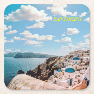 Santorini, Griekenland Beach House Vierkante Kartonnen Onderzetter
