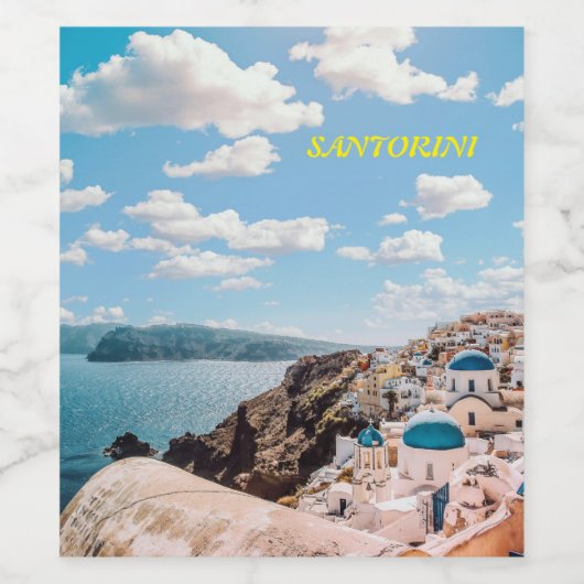 Santorini, Griekenland Beach House Wijn Etiket (Enkel label)