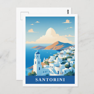 Santorini Griekenland Beroemde Vintage Reisplaats Briefkaart