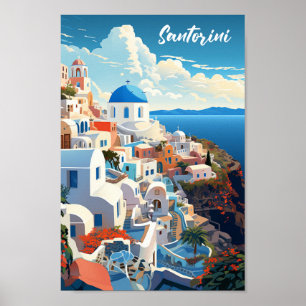 Santorini Griekenland Beroemde Vintage Reisplaats Poster