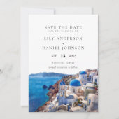 Santorini Griekenland Bestemming Fotobruiloft Save The Date (Voorkant)