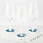 Santorini Griekenland bestemming getrouwd in het b Wijnglaslabel (Set)