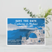 Santorini Griekenland Bestemming Huwelijk QR Code Save The Date (Staand voorkant)
