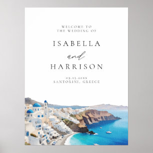 SANTORINI GRIEKENLAND Bestemming Trouw Welkom Poster