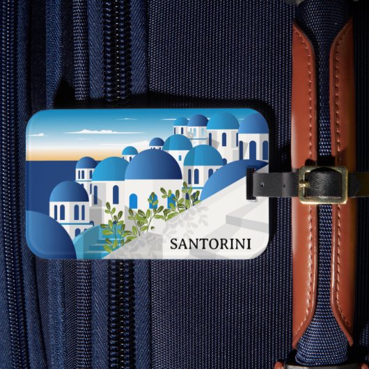  Santorini Griekenland Blauw Wit Bagagelabel (Voorkant Insitu 4)