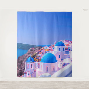 Santorini Griekenland Blauwe Eiland Fotohokje Acht Wandkleed