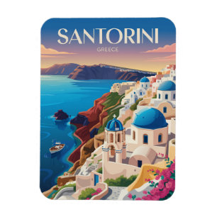 Santorini Griekenland Blauwe Koepel Reizen Kunst V Magneet