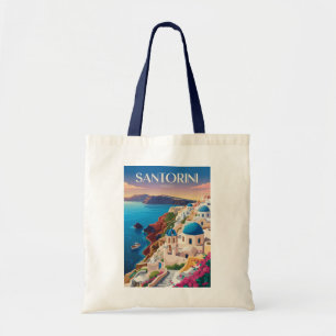 Santorini Griekenland Blauwe Koepel Reizen Kunst V Tote Bag