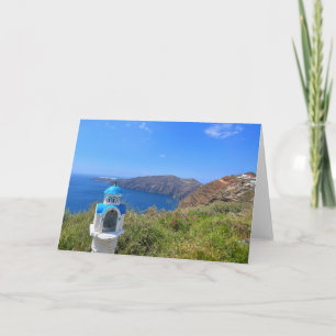 Santorini Griekenland Blauwe Koepelkerk  Kaart