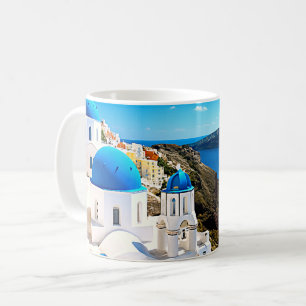 Santorini, Griekenland Blauwe koepels Koffiemok
